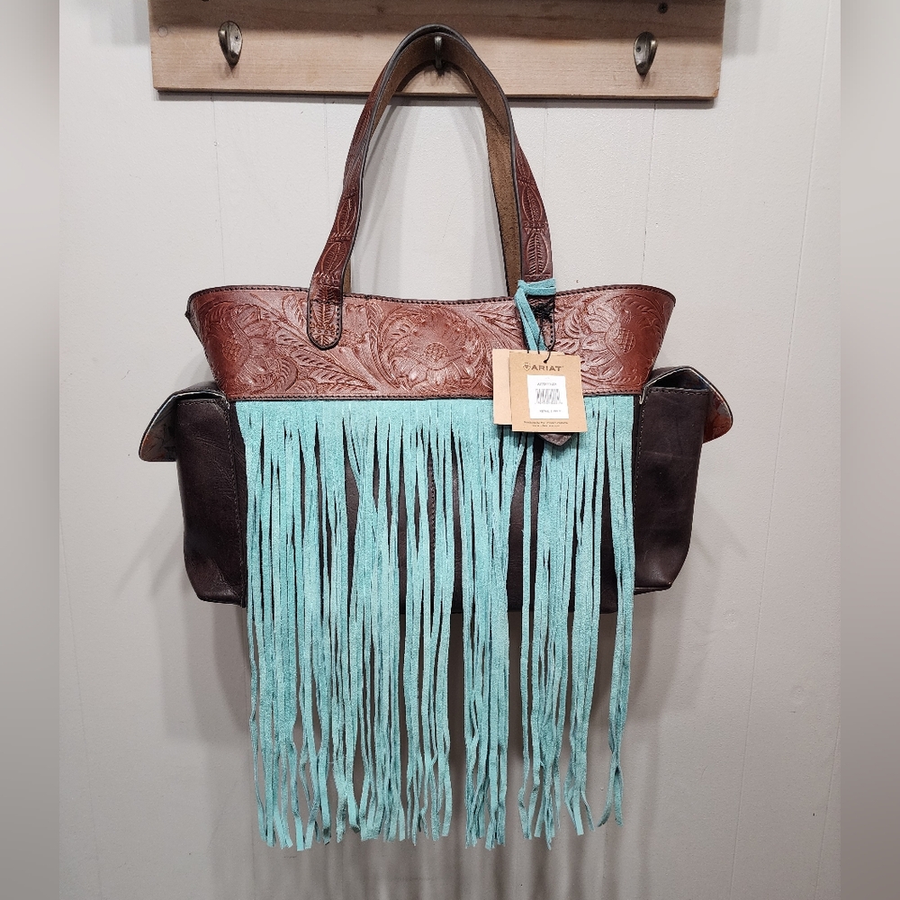 NWT Ariat Purse Claire Western Fringe Concealed Carry Brown Leather A770010408